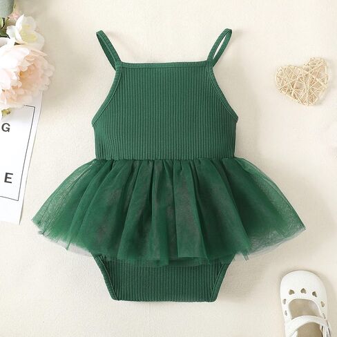 OPAWO Newborn Baby Girl Dress Infant Summer Romper Dress Sleeveless Onesie Halter Romper Tulle Dress One Piece Bodysuit 0-18M in Kuwait