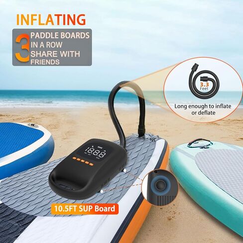 مضخة لوح مجداف قابلة لإعادة الشحن من دوجي مع بطارية 7500 مللي أمبير في الساعة، مضخة هواء كهربائية عالية الضغط 20 رطل لكل بوصة مربعة، مضخة سوب محمولة ذات تضخم مزدوج المرحلة، مضخة هواء ذاتية الإيقاف لألواح التجديف القابلة للنفخ والقوارب والمراتب in Kuwait