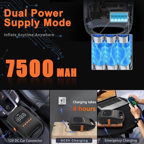 مضخة لوح مجداف قابلة لإعادة الشحن من دوجي مع بطارية 7500 مللي أمبير في الساعة، مضخة هواء كهربائية عالية الضغط 20 رطل لكل بوصة مربعة، مضخة سوب محمولة ذات تضخم مزدوج المرحلة، مضخة هواء ذاتية الإيقاف لألواح التجديف القابلة للنفخ والقوارب والمراتب in Kuwait