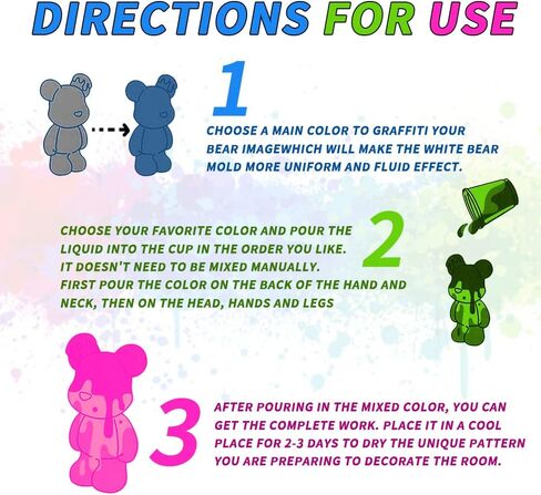 Kumon DIY White Bear Figure Doll Home Decoration Action Model Gift, Violent Bear Model Painting and Painting Graffiti, Multiple Colors, Each Piece is Uniq (Mixed red) in Saudi Arabia