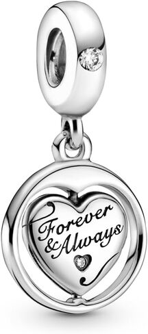 Pandora Spinning Forever & Always Soulmate Dangle Charm - أساور لحظات متوافقة - مجوهرات للنساء - هدية عيد الأم - مصنوعة من الفضة الاسترليني والزركونيا المكعبة - مع صندوق هدايا in Kuwait