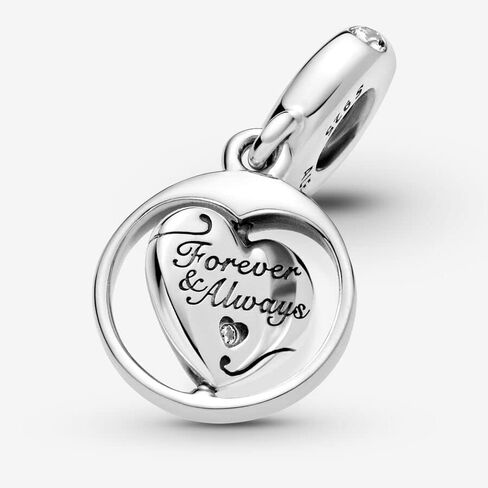 Pandora Spinning Forever & Always Soulmate Dangle Charm - أساور لحظات متوافقة - مجوهرات للنساء - هدية عيد الأم - مصنوعة من الفضة الاسترليني والزركونيا المكعبة - مع صندوق هدايا in Kuwait
