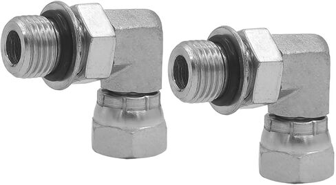 BEITERSTOE (2-PACK) 6901-06-04-NWO Hydraulic Hose Adapter Fitting 3/8" Male Adjustable Nut O-Ring Boss (9/16-18 UNF) × 1/4" Female Swivel (1/4-18 NPSM) 90° Elbow SAE Pipe Joints Connector Carbon Steel in Saudi Arabia
