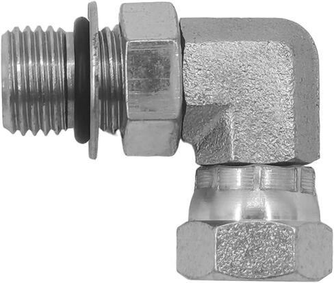 BEITERSTOE (2-PACK) 6901-06-04-NWO Hydraulic Hose Adapter Fitting 3/8" Male Adjustable Nut O-Ring Boss (9/16-18 UNF) × 1/4" Female Swivel (1/4-18 NPSM) 90° Elbow SAE Pipe Joints Connector Carbon Steel in Saudi Arabia