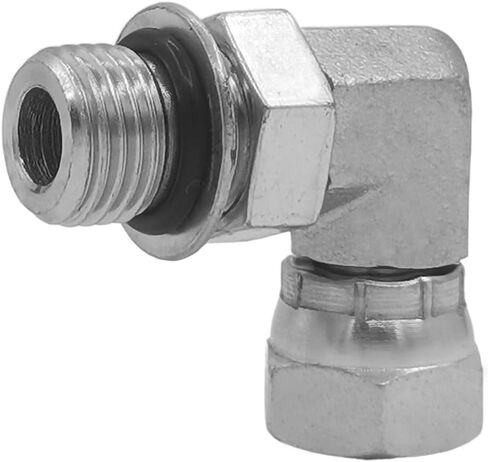 BEITERSTOE (2-PACK) 6901-06-04-NWO Hydraulic Hose Adapter Fitting 3/8" Male Adjustable Nut O-Ring Boss (9/16-18 UNF) × 1/4" Female Swivel (1/4-18 NPSM) 90° Elbow SAE Pipe Joints Connector Carbon Steel in Saudi Arabia