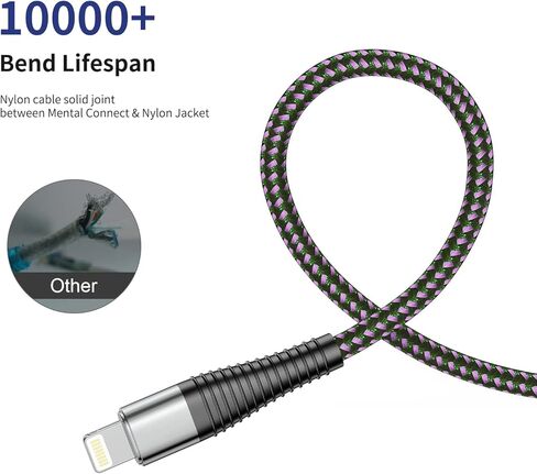 شاحن iPhone 6 أقدام، [معتمد من Apple MFi] كابل Lightning 5 حزم 6 أقدام، سلك شحن iPhone طويل 6 أقدام كابلات USB متوافقة مع iPhone 13/12/11/Xs/XS Max/XR/X / 8/8 Plus / 7/7 بلس/ 6 (بنفسجي) in Kuwait