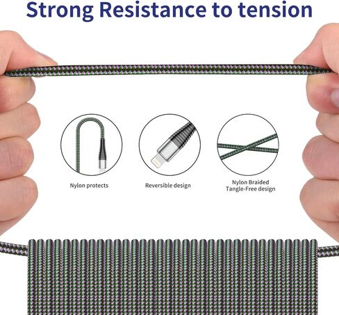 شاحن iPhone 6 أقدام، [معتمد من Apple MFi] كابل Lightning 5 حزم 6 أقدام، سلك شحن iPhone طويل 6 أقدام كابلات USB متوافقة مع iPhone 13/12/11/Xs/XS Max/XR/X / 8/8 Plus / 7/7 بلس/ 6 (بنفسجي) in Kuwait