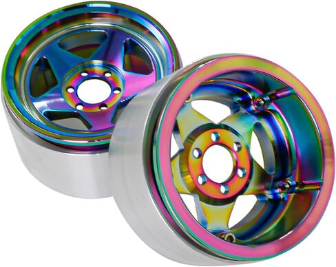 XSYGO 2.2 بوصة إطارات عجلات Beadlock إزاحة لسيارة 1/10 RC Rock Crawler Car Axial Wraith RR10 SCX10 90046 YETI D90 CC01 RC أجزاء ترقية السيارة الزاحفة (لون قوس قزح) in Kuwait