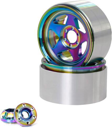 XSYGO 2.2 بوصة إطارات عجلات Beadlock إزاحة لسيارة 1/10 RC Rock Crawler Car Axial Wraith RR10 SCX10 90046 YETI D90 CC01 RC أجزاء ترقية السيارة الزاحفة (لون قوس قزح) in Kuwait