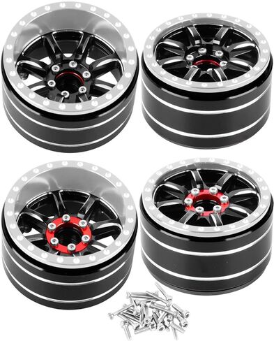 RC 1.9 Beadlock Wheels Adjustable 4 Offsets Rims for 1/10 TRX4 TRX6 SCX10 D90 Gen8 VS4-10 MST CFX RC Crawler Car,1.9 Beadlock Wheels Adjustable 4 Negative Offsets Rims,Black in Saudi Arabia