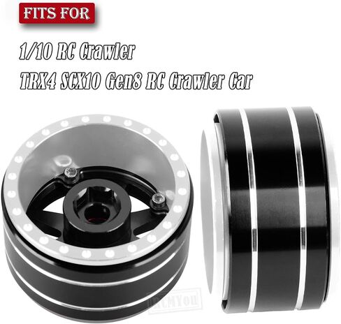 RC 1.9 Beadlock Wheels Adjustable 4 Offsets Rims for 1/10 TRX4 TRX6 SCX10 D90 Gen8 VS4-10 MST CFX RC Crawler Car,1.9 Beadlock Wheels Adjustable 4 Negative Offsets Rims,Black in Saudi Arabia
