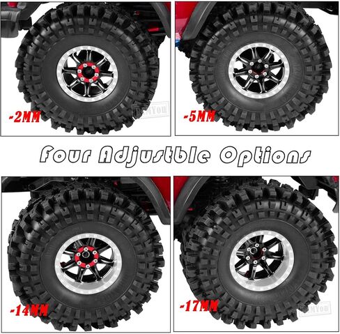 RC 1.9 Beadlock Wheels Adjustable 4 Offsets Rims for 1/10 TRX4 TRX6 SCX10 D90 Gen8 VS4-10 MST CFX RC Crawler Car,1.9 Beadlock Wheels Adjustable 4 Negative Offsets Rims,Black in Saudi Arabia