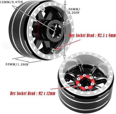 RC 1.9 Beadlock Wheels Adjustable 4 Offsets Rims for 1/10 TRX4 TRX6 SCX10 D90 Gen8 VS4-10 MST CFX RC Crawler Car,1.9 Beadlock Wheels Adjustable 4 Negative Offsets Rims,Black in Saudi Arabia