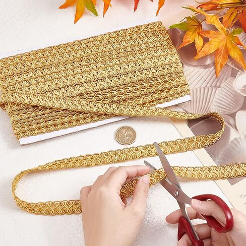 PH PandaHall 13 Yard Gimp Braid Trim 15mm Woven Fabric Trim Polyester Braided Lace Trim Beige Upholstery Trim for Wedding Costume DIY Crafts Sewing Jewelry Making Curtain Slipcover Home Decor in Saudi Arabia