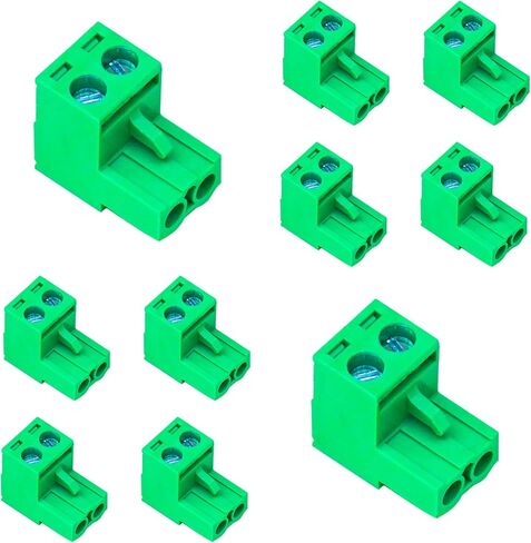 Tcenofoxy 10 Pcs 5.08mm 2 Pin Phoenix Type Connector Green PCB Screw Terminal Block 2 Pole in Saudi Arabia