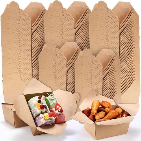 Dandat 200 Pcs Take out Food Containers 27 oz Microwaveable Kraft Brown Paper Take out Containers Leak and Grease Resistant Disposable Lunch Box for Food Restaurant Catering Party Supplies in Saudi Arabia