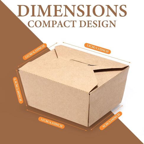 Dandat 200 Pcs Take out Food Containers 27 oz Microwaveable Kraft Brown Paper Take out Containers Leak and Grease Resistant Disposable Lunch Box for Food Restaurant Catering Party Supplies in Saudi Arabia