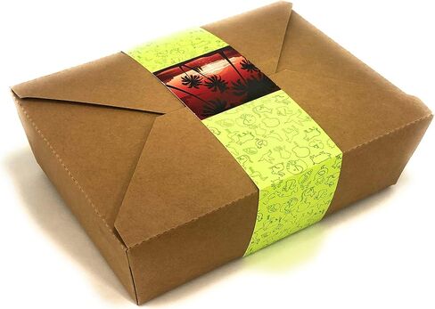 Afubaka 45 pcs - Paper Food Take Out Containers - 68oz with Waist Seal Band - Eco Friendly Disposable and Recyclable Kraft Paper Box - Sturdy, Leak & Grease Proof Microwavable Boxes in Saudi Arabia