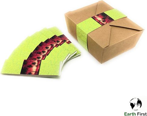 Afubaka 45 pcs - Paper Food Take Out Containers - 68oz with Waist Seal Band - Eco Friendly Disposable and Recyclable Kraft Paper Box - Sturdy, Leak & Grease Proof Microwavable Boxes in Saudi Arabia
