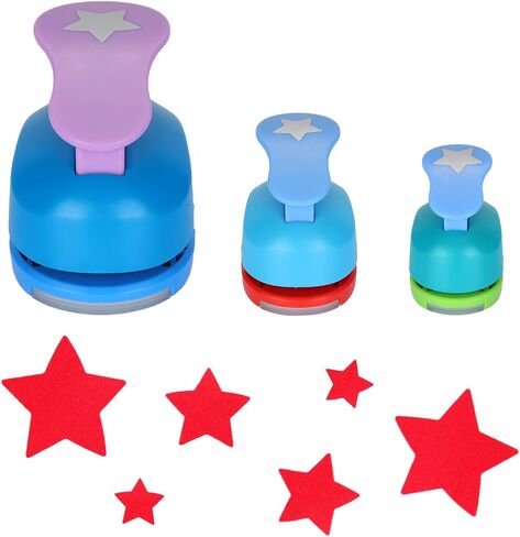 TECH P 3 PCS 1.5",1",5/8" Star Shape Craft Punch Scrapbook Paper Cutter Hole Punch Set Hand Press Paper Craft Punch,Card Scrapbooking Engraving Kid Cut DIY Paper Craft Punch in Saudi Arabia