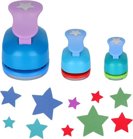 TECH P 3 PCS 1.5",1",5/8" Star Shape Craft Punch Scrapbook Paper Cutter Hole Punch Set Hand Press Paper Craft Punch,Card Scrapbooking Engraving Kid Cut DIY Paper Craft Punch in Saudi Arabia