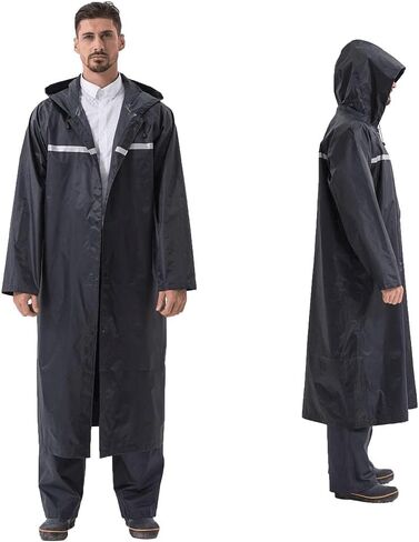 معاطف المطر للبالغين عباءات المطر مع أغطية للرأس للرجال، معاطف مطر خفيفة الوزن، سترة طويلة مقاومة للماء للرجال والنساء in Kuwait