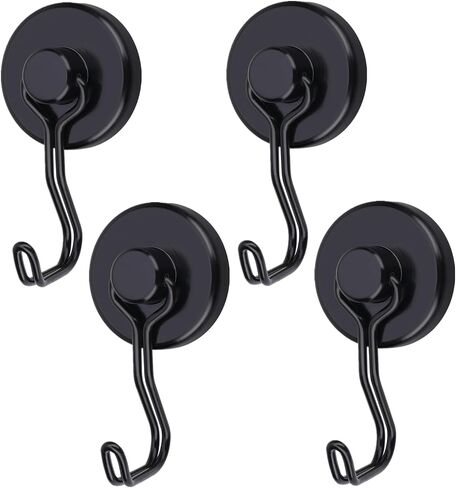Harmiey Magnetic Hooks, Heavy Duty 100lbs Strong Neodymium Grill Hooks for Hanging Reusable Magnetic Hangers for Indoor Outdoor Kitchen Bathroom Bedroom Garage Dressing Room Office (4 Pack) in Saudi Arabia