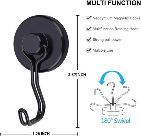 Harmiey Magnetic Hooks, Heavy Duty 100lbs Strong Neodymium Grill Hooks for Hanging Reusable Magnetic Hangers for Indoor Outdoor Kitchen Bathroom Bedroom Garage Dressing Room Office (4 Pack) in Saudi Arabia