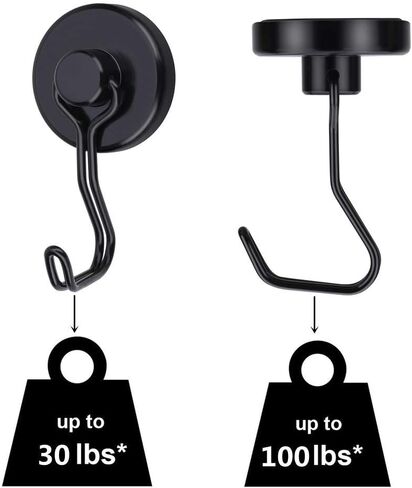 Harmiey Magnetic Hooks, Heavy Duty 100lbs Strong Neodymium Grill Hooks for Hanging Reusable Magnetic Hangers for Indoor Outdoor Kitchen Bathroom Bedroom Garage Dressing Room Office (4 Pack) in Saudi Arabia