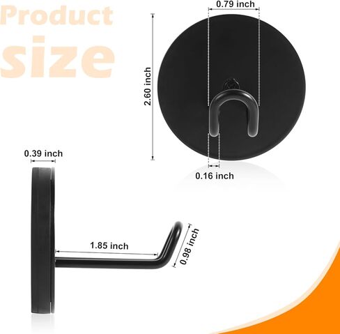 Dlilise Magnetic Hooks 2Pack, Heavy Duty Clothes Magnet Hooks for Hanging, Black Extended Strong Magnetic Coat Hanger, Large Long Magnetic Hooks for Headphone,Hat,Bag,Towel,Refrigerator,Wreath,Wall in Kuwait