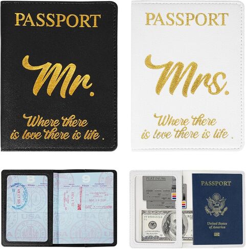 Mr and Mrs Hats & Passport Holder Set, Cool Bridal Shower Gifts, Unique 2024 Wedding Gifts for Couples, Christmas, Anniversary, Newlywed, Bride & Groom, Honeymoon, Marriage in Saudi Arabia