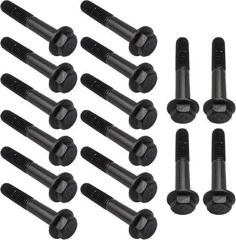 Carbbia 16PCS Exhaust Manifold Bolt Screw Kit for 1994 1995 1996 1997 1998 1999 2000 2001 2002 2003 Ford Powerstroke F250 F350 7.3L Powerstroke Diesel Engine in Saudi Arabia