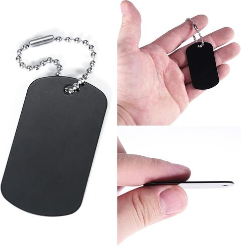 Dog Tags Set, 200Pcs Blank Military Dog Tags Engraved for Pets,Including 100pcs Black Aluminum Tags Rectangle Blank Discs,100 Pcs Stainless Steel Dog tag Chain for DIY Decorative Craft Pet in Saudi Arabia
