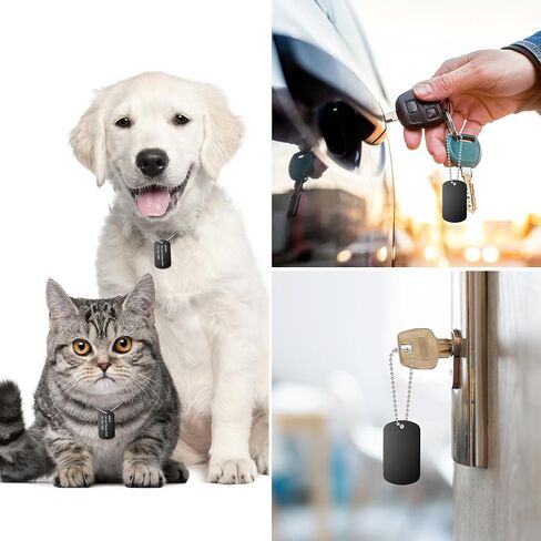 Dog Tags Set, 200Pcs Blank Military Dog Tags Engraved for Pets,Including 100pcs Black Aluminum Tags Rectangle Blank Discs,100 Pcs Stainless Steel Dog tag Chain for DIY Decorative Craft Pet in Saudi Arabia