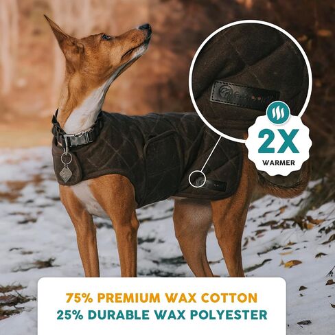 سترة الشمع للكلاب من Embark Pets - معطف للكلاب للحفاظ على الدفء في أيام الشتاء الباردة، مصنوع من القطن والبوليستر، سترات للكلاب مقاومة للماء للكلاب الكبيرة، معطف الشتاء للكلاب لدينا يأتي في 4 مقاسات (متوسط، بني) in Kuwait