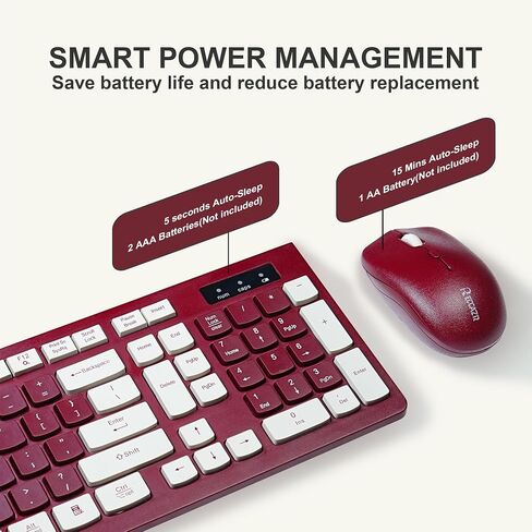 Wireless Keyboard and Mouse Combo, Reccazr 2.4G Full-Sized Keyboard and Mouse Cordless, 3 DPI Adjustable Mouse, Dual-System Keyboard for Computer/Laptop/Windows/Mac (Pink & White) in Saudi Arabia