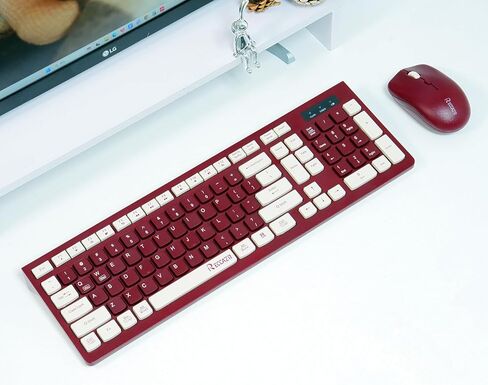 Wireless Keyboard and Mouse Combo, Reccazr 2.4G Full-Sized Keyboard and Mouse Cordless, 3 DPI Adjustable Mouse, Dual-System Keyboard for Computer/Laptop/Windows/Mac (Pink & White) in Saudi Arabia