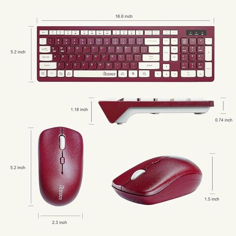 Wireless Keyboard and Mouse Combo, Reccazr 2.4G Full-Sized Keyboard and Mouse Cordless, 3 DPI Adjustable Mouse, Dual-System Keyboard for Computer/Laptop/Windows/Mac (Pink & White) in Saudi Arabia