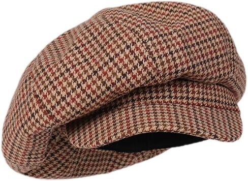 المرأة Houndstooth مترهل موزع الصحف قبعة المتضخم خمر Paperboy الرسام قبعات بيريه in Kuwait