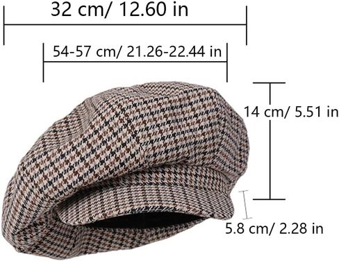 المرأة Houndstooth مترهل موزع الصحف قبعة المتضخم خمر Paperboy الرسام قبعات بيريه in Kuwait