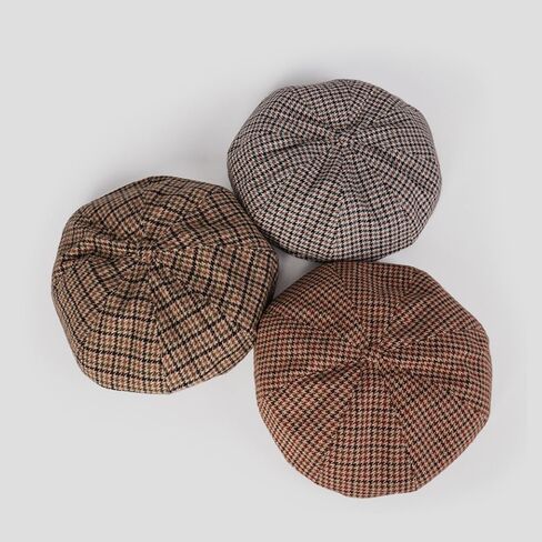 المرأة Houndstooth مترهل موزع الصحف قبعة المتضخم خمر Paperboy الرسام قبعات بيريه in Kuwait