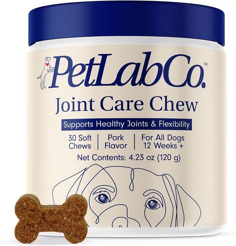 Petlab Co. Joint Care Chews - High Levels of Glucosamine for Dogs, Green Lipped Mussels, Omega 3 and Turmeric - Dog Hip and Joint Supplement to Actively Support Mobility (Value 2 Pack) in Kuwait