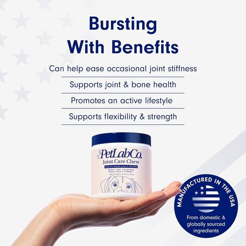 Petlab Co. Joint Care Chews - High Levels of Glucosamine for Dogs, Green Lipped Mussels, Omega 3 and Turmeric - Dog Hip and Joint Supplement to Actively Support Mobility (Value 2 Pack) in Kuwait