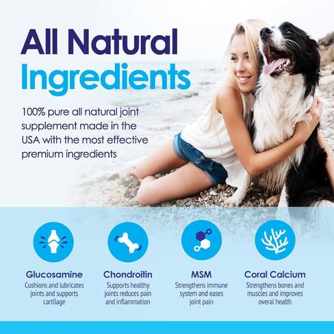 مسحوق الجلوكوزامين المتقدم للكلاب لتخفيف آلام التهاب المفاصل وخلل التنسج الورك، يدعم صحة المفاصل ويقلل الالتهاب مع الجلوكوزامين والكوندرويتين وMSM والكالسيوم المرجاني، مسحوق 6 أونصة in Kuwait