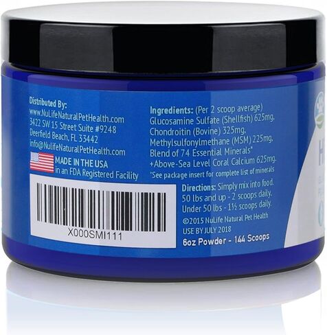مسحوق الجلوكوزامين المتقدم للكلاب لتخفيف آلام التهاب المفاصل وخلل التنسج الورك، يدعم صحة المفاصل ويقلل الالتهاب مع الجلوكوزامين والكوندرويتين وMSM والكالسيوم المرجاني، مسحوق 6 أونصة in Kuwait