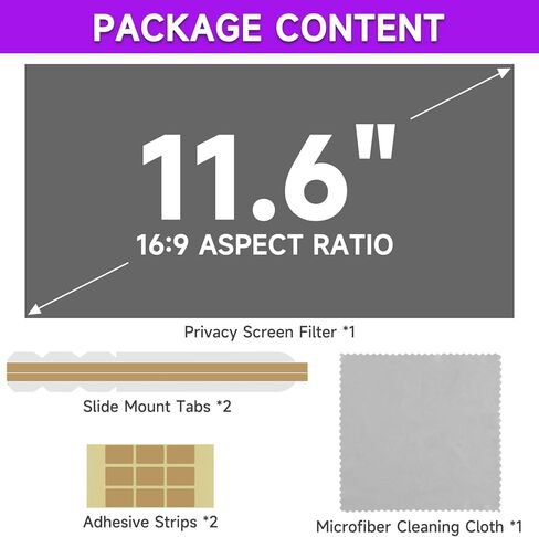 F FORITO 11.6 Inch Laptop Privacy Screen Protector, Anti Glare & Anti Scratch Computer Screen Filter Compatible with 11.6" HP/ASUS/Acer/Lenovo/Dell/Samsung with 16:9 Aspect Ratio Laptop in Saudi Arabia