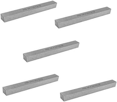 PRAZTECH® 5 قطع 1/4 بوصة × 1/4 بوصة × 2-1/2 بوصة HSS 100% لقمة أدوات مربعة مخرطة مطحنة قاطعة فارغة | أداة مخرطة القطع | أداة آلة الطحن قاطعة الذبابة | مشكل معدني | DIY in Kuwait