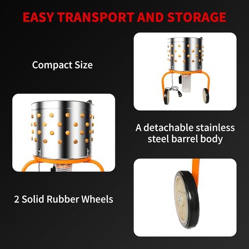 Veore Chicken Plucker Machine, 20 inch Drum Stainless Steel De-Feather Remover Poultry Processor,550W Motor 102 Soft Fingers and 2 Large Wheels in Kuwait