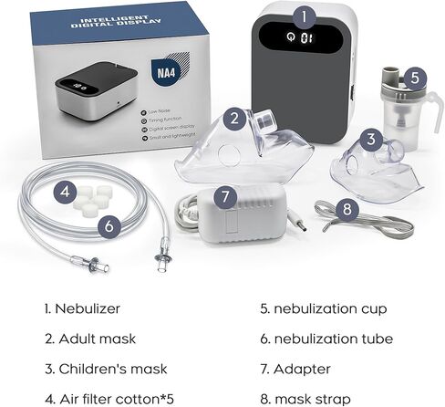 Portable Nebulizer Machine for Kids with 2 Masks - Low Noise Nebulizer for Adults in Kuwait