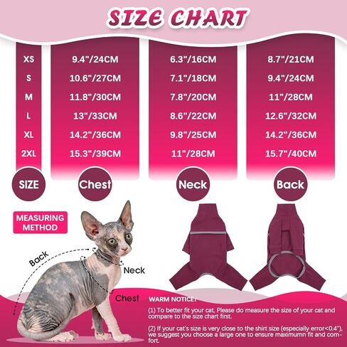 ROZKITCH Hairless Cat Clothes, Breathable Soft Cat Sweaters for Cats Only, Cat Coat with Four Legs, Warm Cat PJS Cat T-Shirt Cat Pajamas Jumpsuit Vest Cornish Rex, Devon Rex, Peterbald DarkRed L in Saudi Arabia